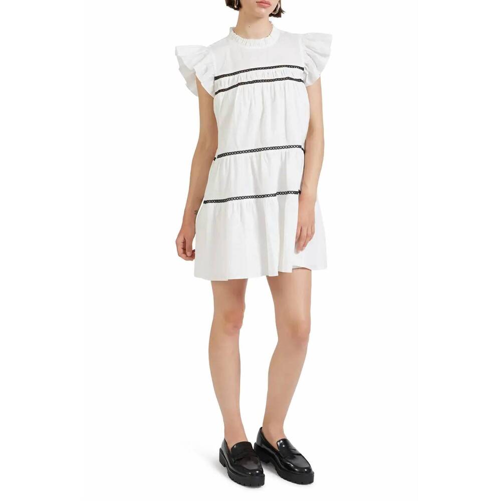 NEW EN SAISON trim babydoll dress in white black